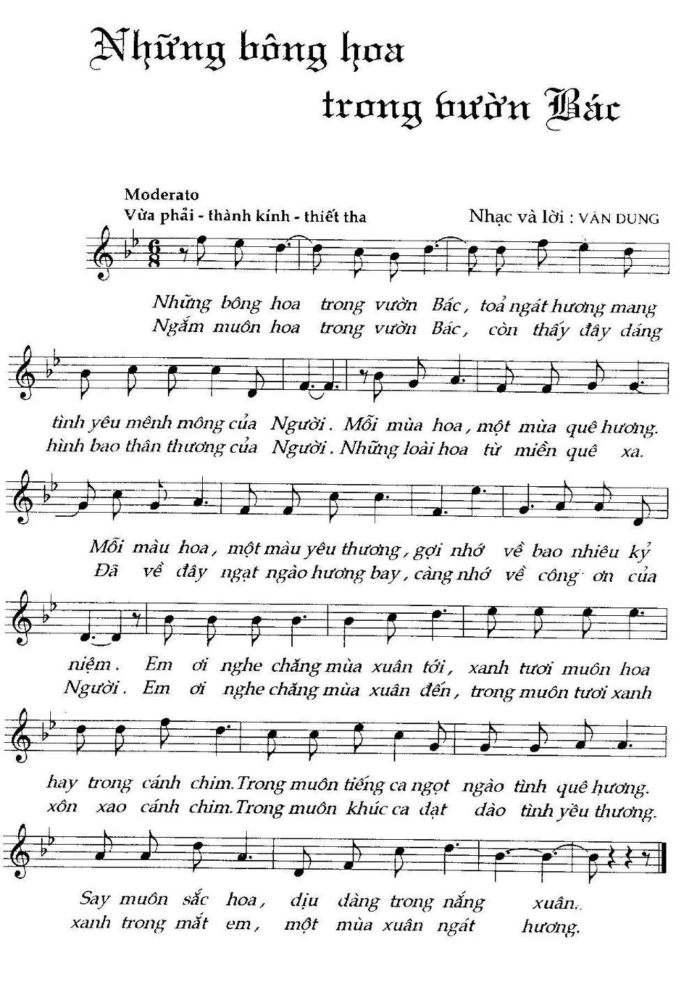 Sheet nhạc Những Bông Hoa Trong Vườn Bác